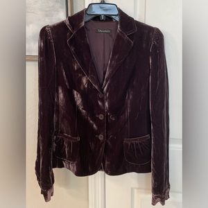Tahari Women’s Vintage 3 Button Velour/Velvet Cropped L/S Jacket-XS-EUC-Pockets
